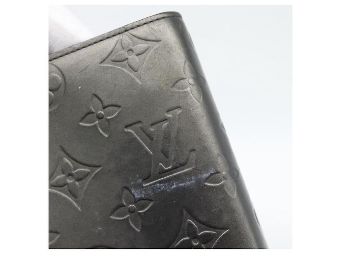 LOUIS VUITTON Monogram mat Agenda MM Day Planner Cover Black R20925 Auth BA13618 Negro - vista 7