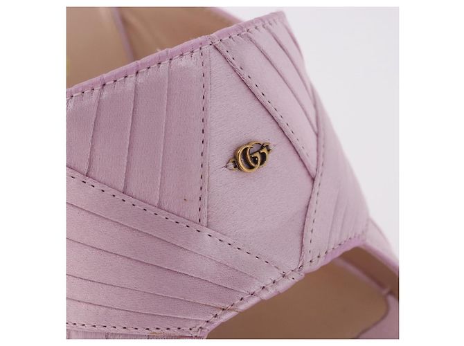 Sandali GUCCI GG Marmont Satin 35 Oro Rosa Auth am11971M D'oro - vista 14
