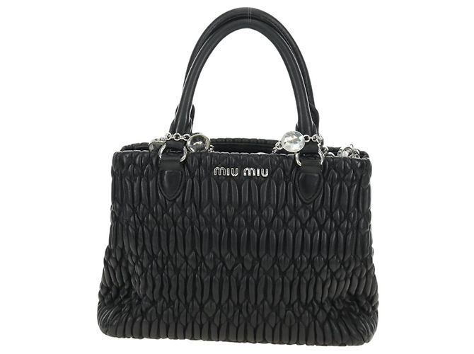 Borsa Miu Miu in pelle 2 way nera argento Auth 187138SAV Nero - vista 13