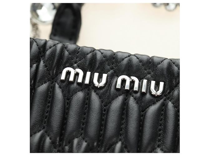 Borsa Miu Miu in pelle 2 way nera argento Auth 187138SAV Nero - vista 22