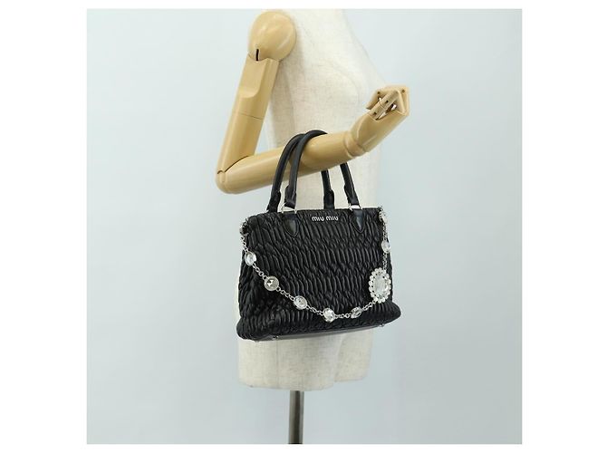Borsa Miu Miu in pelle 2 way nera argento Auth 187138SAV Nero - vista 28