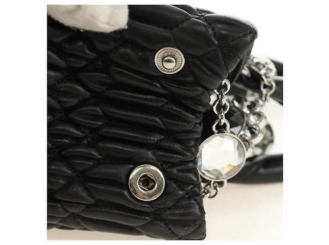 Borsa Miu Miu in pelle 2 way nera argento Auth 187138SAV Nero - vista 5