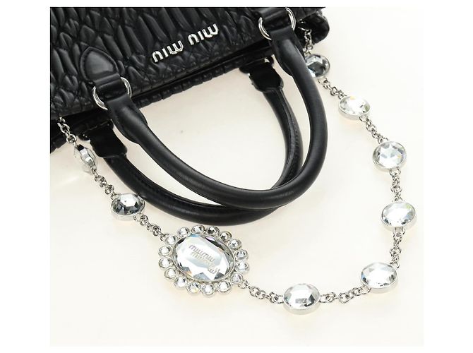 Borsa Miu Miu in pelle 2 way nera argento Auth 187138SAV Nero - vista 9