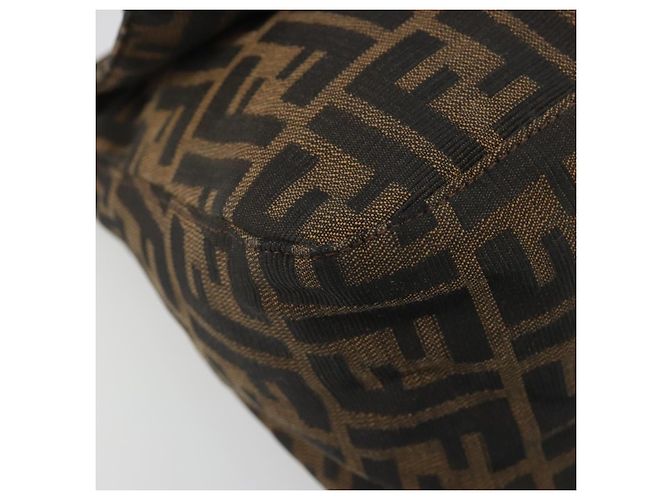 FENDI Zucca Canvas Mamma Baguette Bolsa de Ombro Preto Prata Marrom Autêntica 187420V - vista 15