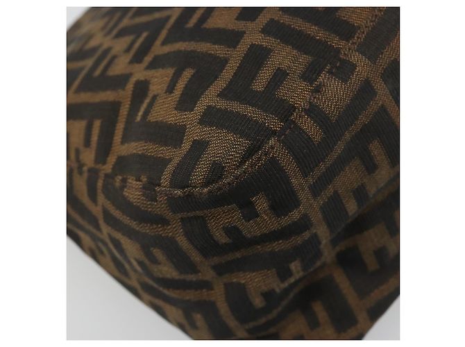 FENDI Zucca Canvas Mamma Baguette Bolsa de Ombro Preto Prata Marrom Autêntica 187420V - vista 17
