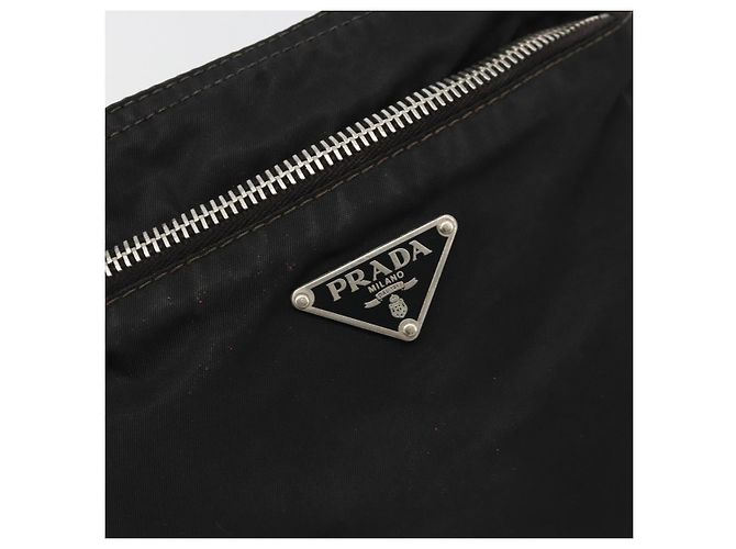 PRADA Schultertasche Nylon Schwarz Silber Auth hk3831 - vista 18