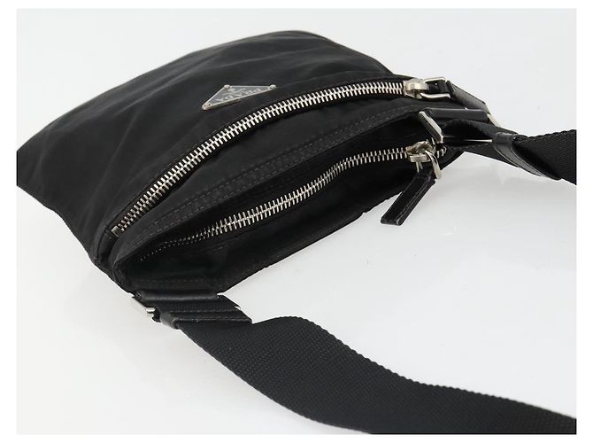 PRADA Schultertasche Nylon Schwarz Silber Auth hk3831 - vista 6