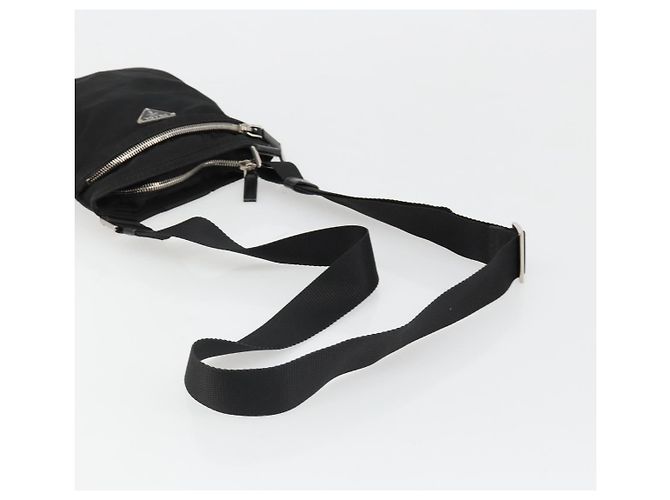 PRADA Schultertasche Nylon Schwarz Silber Auth hk3831 - vista 7