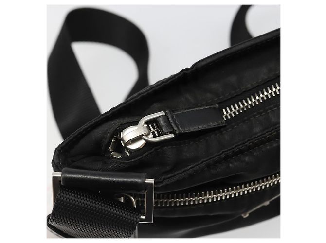 PRADA Schultertasche Nylon Schwarz Silber Auth hk3831 - vista 9