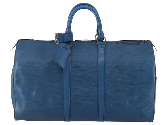 LOUIS VUITTON Epi Keepall 45 Boston Bag Blue M42975 LV Auth 187531 - vista 13