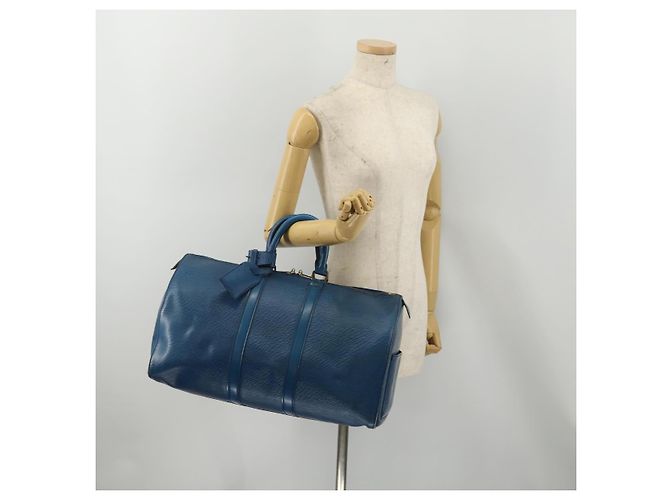 LOUIS VUITTON Epi Keepall 45 Boston Bag Blue M42975 LV Auth 187531 - vista 22