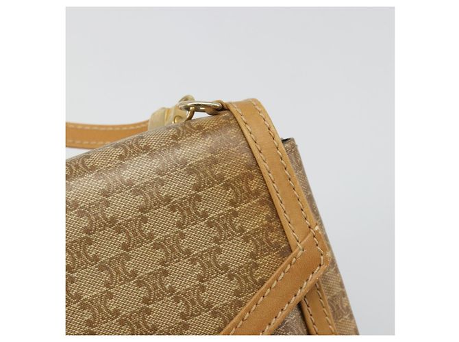 Céline Borsa a Spalla CELINE Macadam Canvas PVC Beige Oro Auth BA13580 D'oro - vista 10