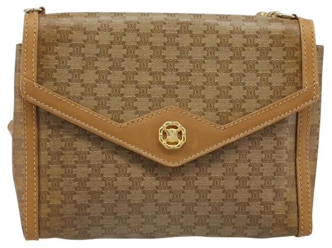 Céline Borsa a Spalla CELINE Macadam Canvas PVC Beige Oro Auth BA13580 D'oro - vista 13