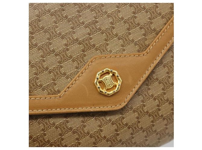 Céline Borsa a Spalla CELINE Macadam Canvas PVC Beige Oro Auth BA13580 D'oro - vista 18