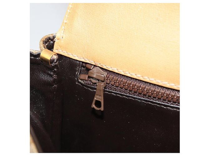 Céline Borsa a Spalla CELINE Macadam Canvas PVC Beige Oro Auth BA13580 D'oro - vista 23