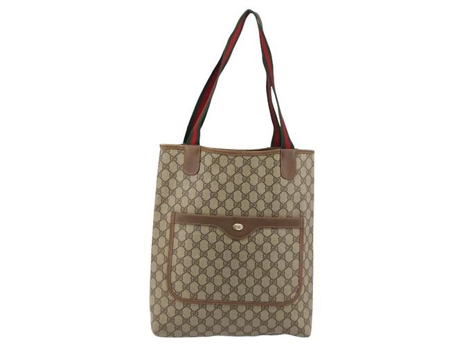 Borsa Tote GUCCI GG Supreme Web Sherry Line PVC Beige 39 02 003 Auth bs35666 - vista 13