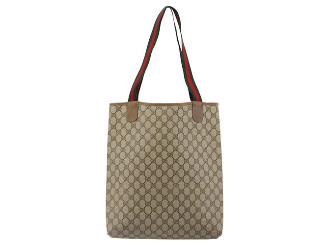 Borsa Tote GUCCI GG Supreme Web Sherry Line PVC Beige 39 02 003 Auth bs35666 - vista 2