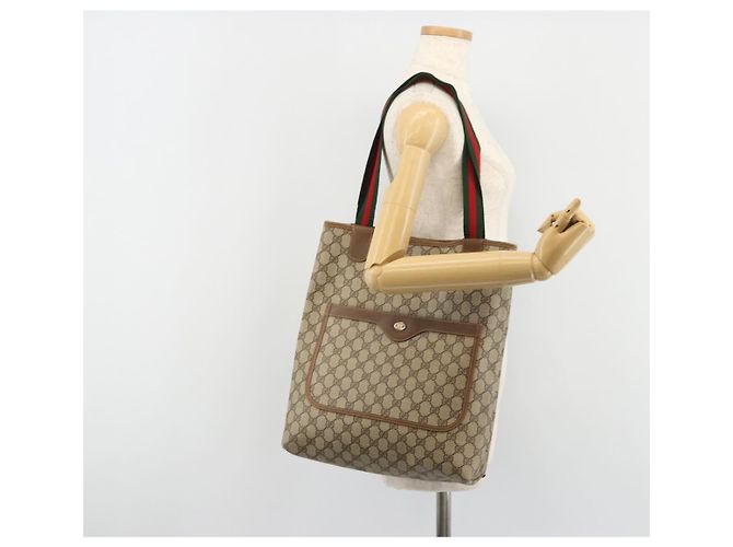 Borsa Tote GUCCI GG Supreme Web Sherry Line PVC Beige 39 02 003 Auth bs35666 - vista 21