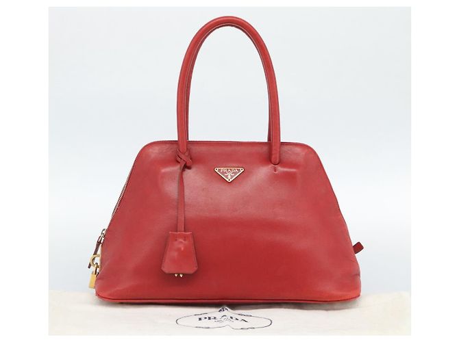 Borsa PRADA in pelle rossa e oro Auth 187417A Rosso D'oro - vista 12