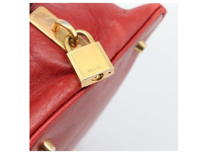 Borsa PRADA in pelle rossa e oro Auth 187417A Rosso D'oro - vista 18
