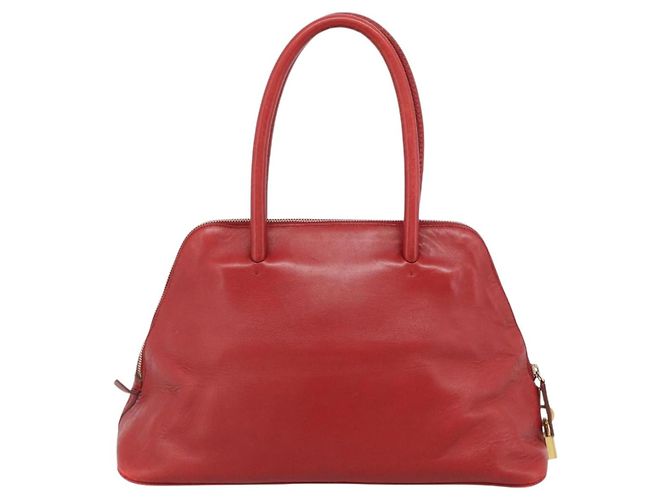 Borsa PRADA in pelle rossa e oro Auth 187417A Rosso D'oro - vista 2