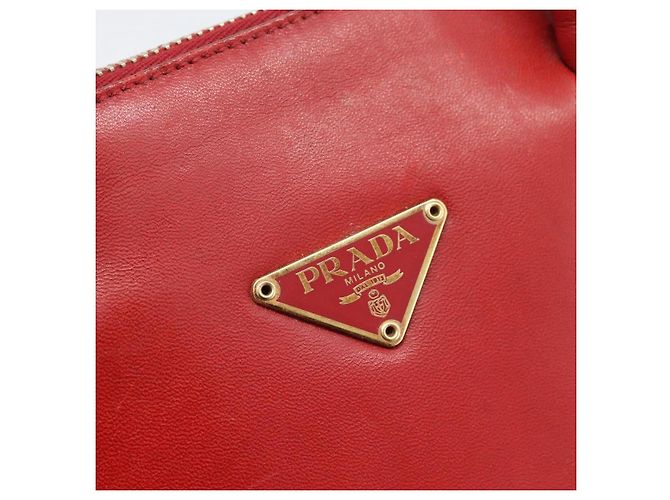 Borsa PRADA in pelle rossa e oro Auth 187417A Rosso D'oro - vista 20