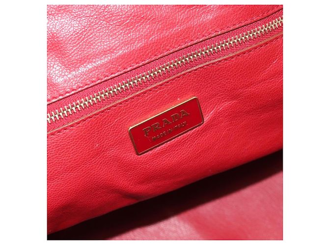 Borsa PRADA in pelle rossa e oro Auth 187417A Rosso D'oro - vista 22