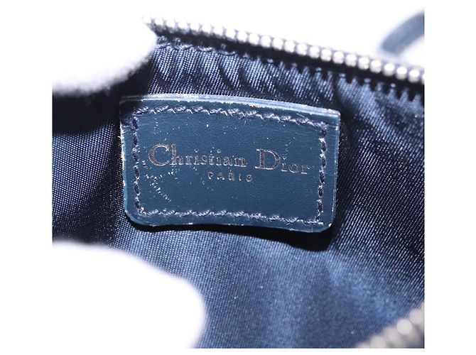 Christian Dior Trotter Canvas Pouch Navy Silver Auth 187284V Silber Marineblau - Ansicht 10
