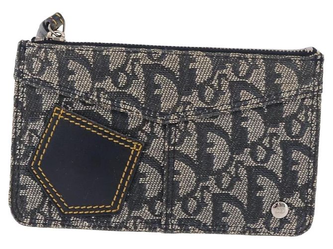 Christian Dior Trotter Canvas Pouch Navy Silver Auth 187284V Silber Marineblau - Ansicht 13