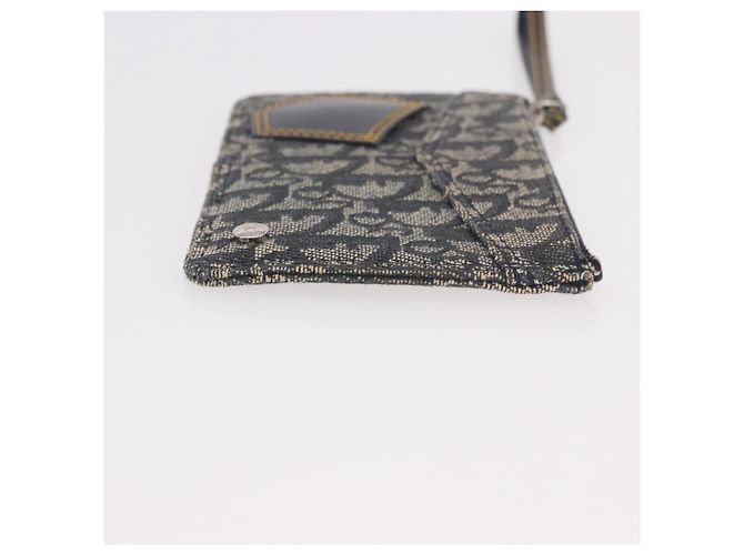 Christian Dior Trotter Canvas Pouch Navy Silver Auth 187284V Silber Marineblau - Ansicht 3