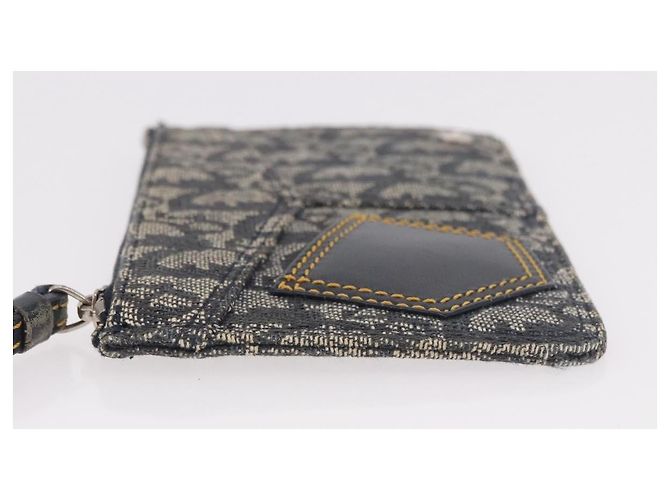Christian Dior Trotter Canvas Pouch Navy Silver Auth 187284V Silber Marineblau - Ansicht 4