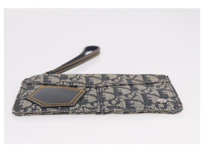 Christian Dior Trotter Canvas Pouch Navy Silver Auth 187284V Silber Marineblau - Ansicht 5