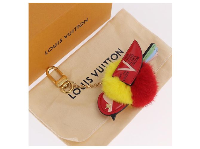 LOUIS VUITTON Bijoux Traveling Bird Sack Charm Pelliccia Rossa M67390 LV Auth 189231M Rosso - vista 12