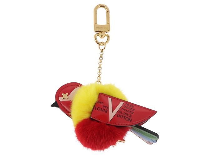 LOUIS VUITTON Bijoux Traveling Bird Sack Charm Pelliccia Rossa M67390 LV Auth 189231M Rosso - vista 13
