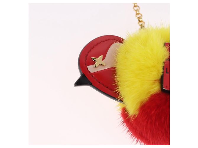 LOUIS VUITTON Bijoux Traveling Bird Sack Charm Pelliccia Rossa M67390 LV Auth 189231M Rosso - vista 2