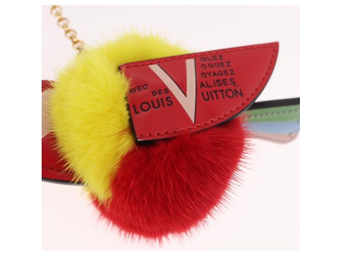 LOUIS VUITTON Bijoux Traveling Bird Sack Charm Pelliccia Rossa M67390 LV Auth 189231M Rosso - vista 3