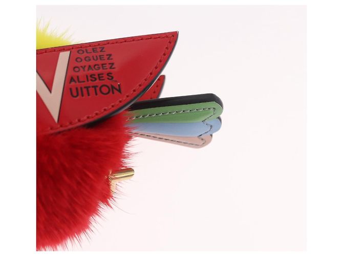 LOUIS VUITTON Bijoux Traveling Bird Sack Charm Pelliccia Rossa M67390 LV Auth 189231M Rosso - vista 4