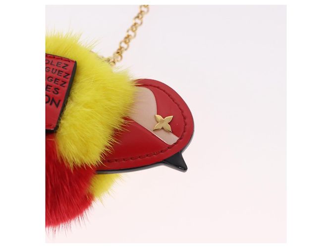 LOUIS VUITTON Bijoux Traveling Bird Sack Charm Pelliccia Rossa M67390 LV Auth 189231M Rosso - vista 6