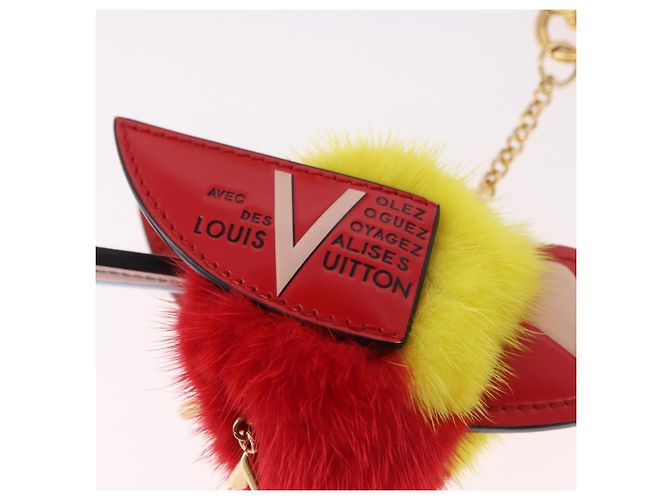 LOUIS VUITTON Bijoux Traveling Bird Sack Charm Pelliccia Rossa M67390 LV Auth 189231M Rosso - vista 7