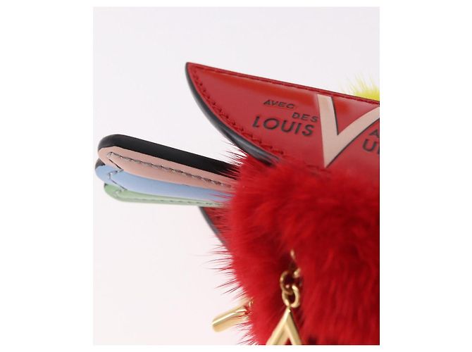 LOUIS VUITTON Bijoux Traveling Bird Sack Charm Pelliccia Rossa M67390 LV Auth 189231M Rosso - vista 8