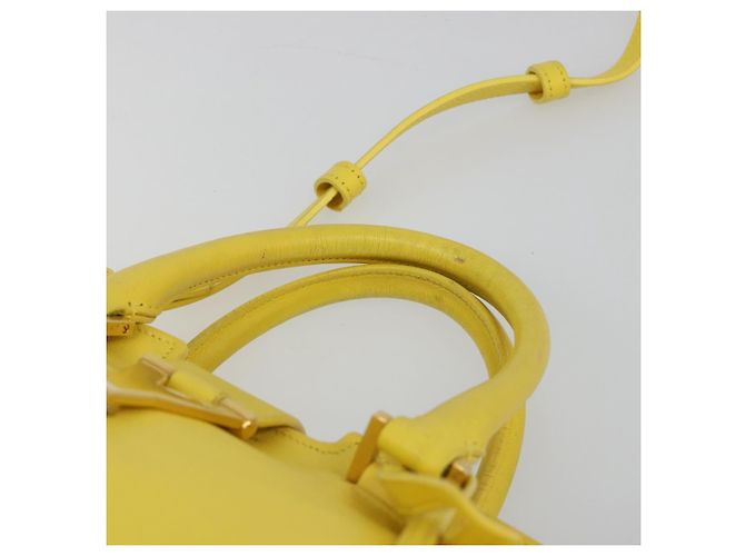 SAINT LAURENT Borsa Cabas Baby in Pelle 2way Yellow Gold Auth hk3783 D'oro Giallo - vista 14