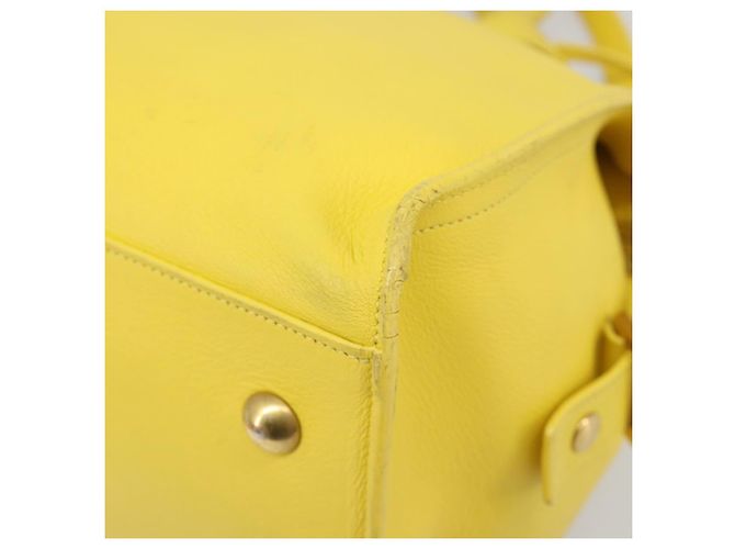 SAINT LAURENT Borsa Cabas Baby in Pelle 2way Yellow Gold Auth hk3783 D'oro Giallo - vista 16