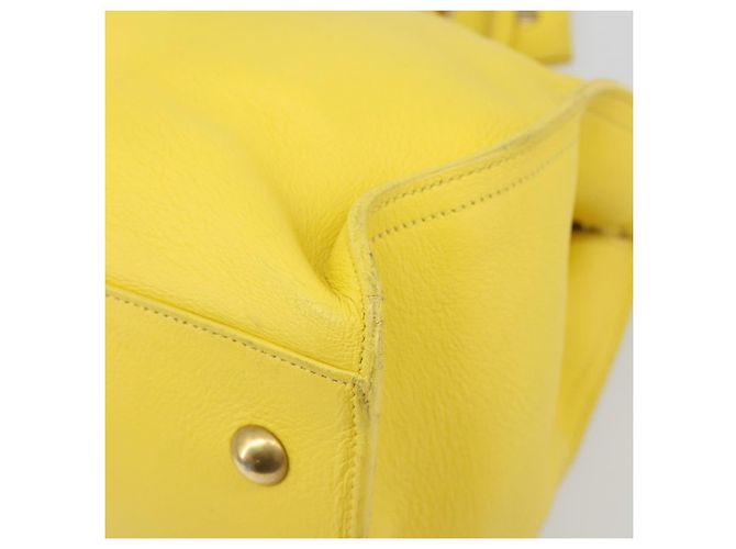 SAINT LAURENT Borsa Cabas Baby in Pelle 2way Yellow Gold Auth hk3783 D'oro Giallo - vista 18