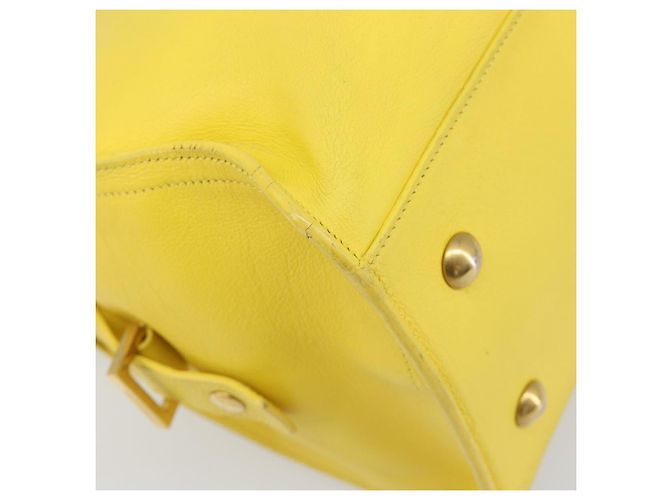 SAINT LAURENT Borsa Cabas Baby in Pelle 2way Yellow Gold Auth hk3783 D'oro Giallo - vista 19