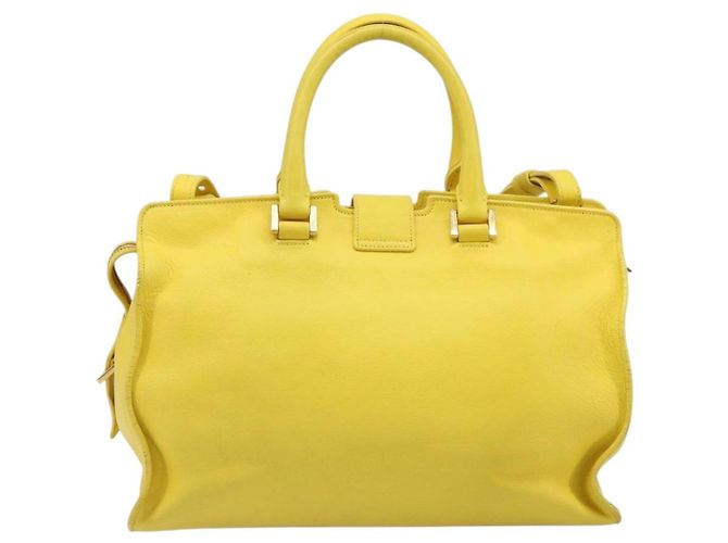 SAINT LAURENT Borsa Cabas Baby in Pelle 2way Yellow Gold Auth hk3783 D'oro Giallo - vista 2