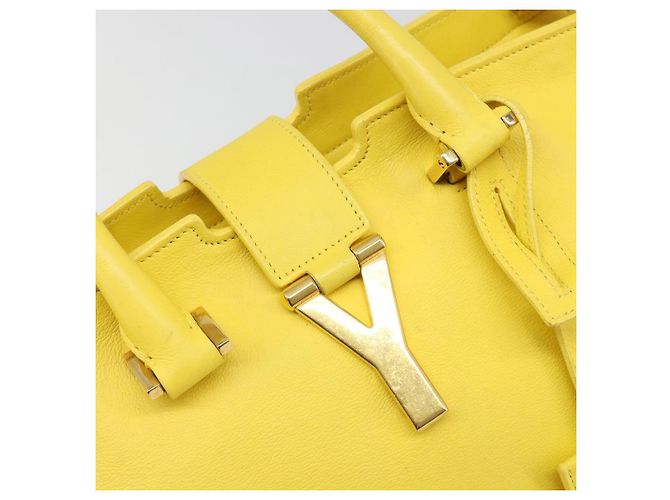 SAINT LAURENT Borsa Cabas Baby in Pelle 2way Yellow Gold Auth hk3783 D'oro Giallo - vista 20