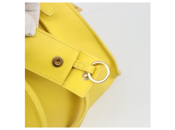 SAINT LAURENT Borsa Cabas Baby in Pelle 2way Yellow Gold Auth hk3783 D'oro Giallo - vista 22