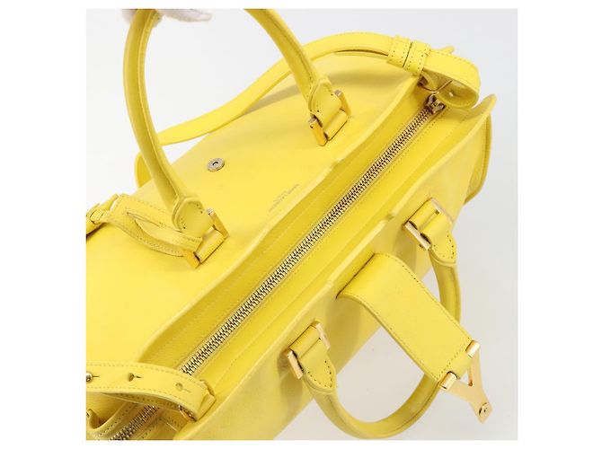 SAINT LAURENT Borsa Cabas Baby in Pelle 2way Yellow Gold Auth hk3783 D'oro Giallo - vista 23