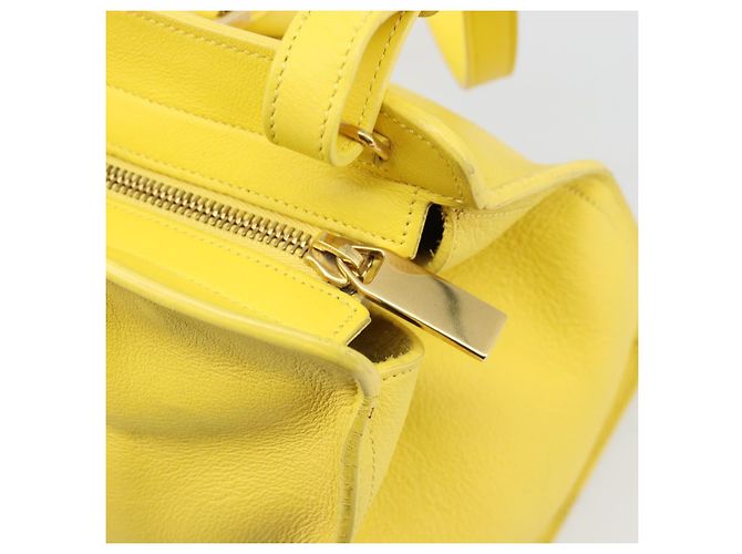 SAINT LAURENT Borsa Cabas Baby in Pelle 2way Yellow Gold Auth hk3783 D'oro Giallo - vista 24