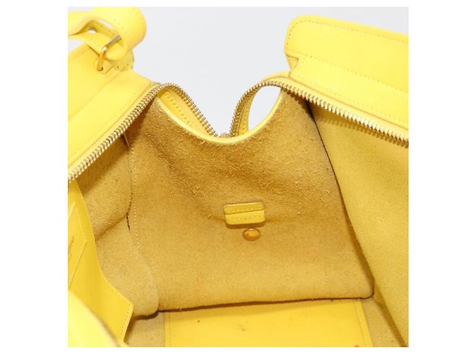 SAINT LAURENT Borsa Cabas Baby in Pelle 2way Yellow Gold Auth hk3783 D'oro Giallo - vista 26